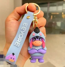 New Disney Eeyore With Clothes 3D PVC Bags Hanger Pendant Keychains Key Rings