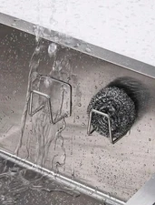 4-Pack Stainless Steel Sink Sponge Holder – Adhesive Kitchen Caddy Organizer Set