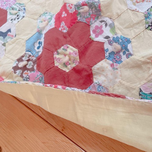 Antique Vintage Patchwork Flower Garden Quilt Handcraft 90×90cm - Picture 3 of 9