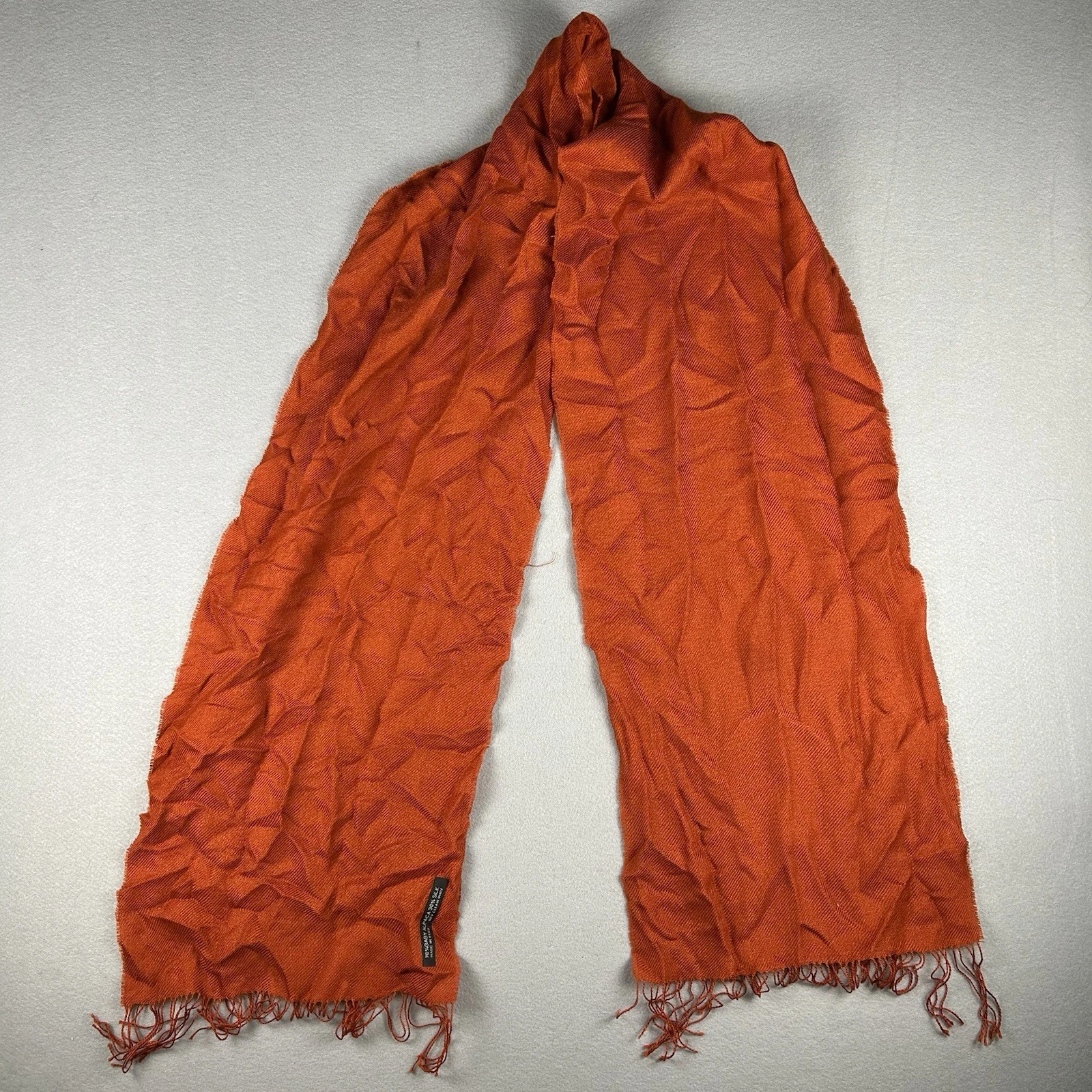 Baby Alpaca Silk Scarf Womens OSFA Burnt Orange 69"x12" Made in Peru