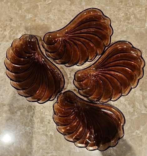 4er Set Vintage Hazel Atlas Marokkanischer Amethyst Muschel Wirbel Snack Teller