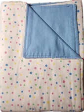 Colorful Polka Dots Blue Flannel Receiving Blanket Baby NEW