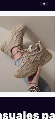 Beige Mesh Lace Up Breathable Low Top Athletic Sneakers Rubber Outsole Women
