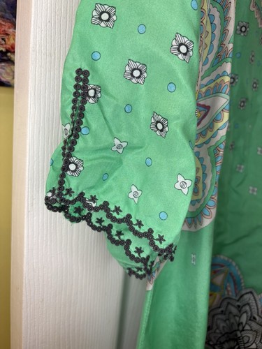 Johnny Was Paisley Silk Tunic Top Blouse Bohemian Colorful Print Size L - Picture 9 of 14