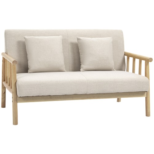 HOMCOM 48" Loveseat Sofa Modern Love Seats Furniture for Bedroom Beige - Picture 3 of 11