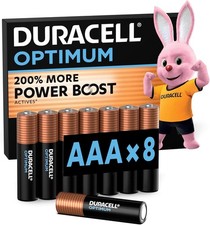 8x AAA DURACELL OPTIMUM 1.5V ALKALINE BATTERIES-MX2400-200% MORE POWER BOOST ACT
