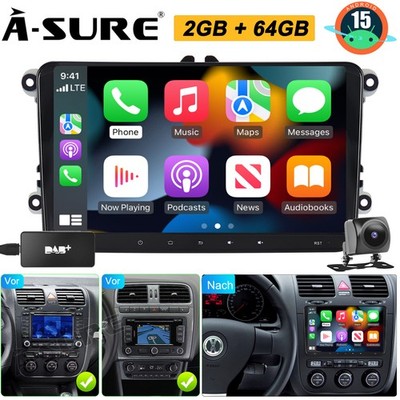 Android 15 Autoradio Carplay DAB+ Kam Für VW Golf 5 6 Touran Tiguan Passat POLO