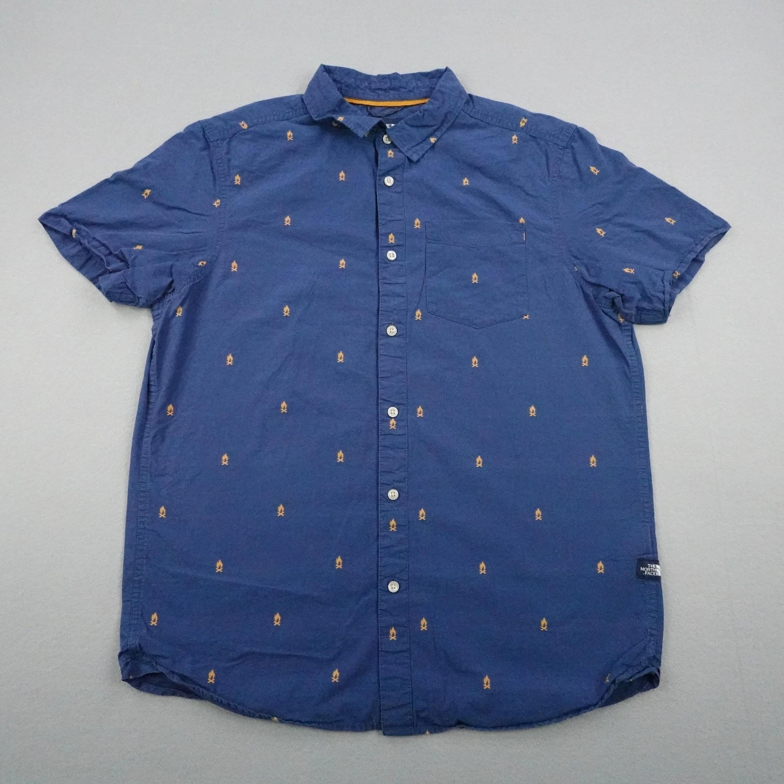 North Face Shirt Mens Large Blue Baytrail Campfire Button Up Hiking Cmaping