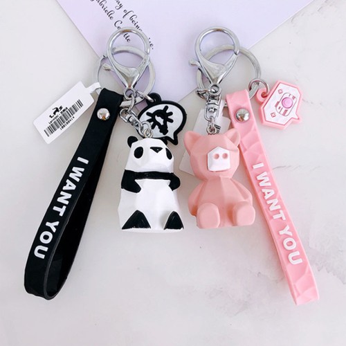 3 Pcs Piggy Keychain Cartoon Charm Chains Cute Men and Women Hanging Keychains - Picture 5 of 11