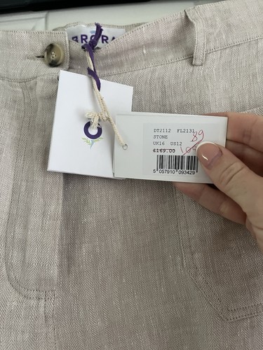 Brora Beige Stone Linen Wide Leg Trousers Size 18 BNWT - Picture 3 of 7