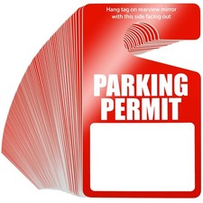 100 Pack Parking Permit Hang Tags Plastic PVC Placard 3x5 Inch Red For Car