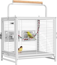 Compact 19 In Wrought Iron Bird Travel Carrier Cage Durable for Parrots Portable