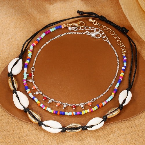 3Pcs/Set Bohemian Handmade Colorful Beads Anklets Summer Beach On Leg Foot Chain - Picture 5 of 7