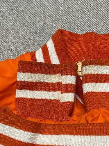 Vintage Chalk Line Bomber Jacket Mens Small Orange Satin Snap Made In USA Blank - Picture 7 of 13