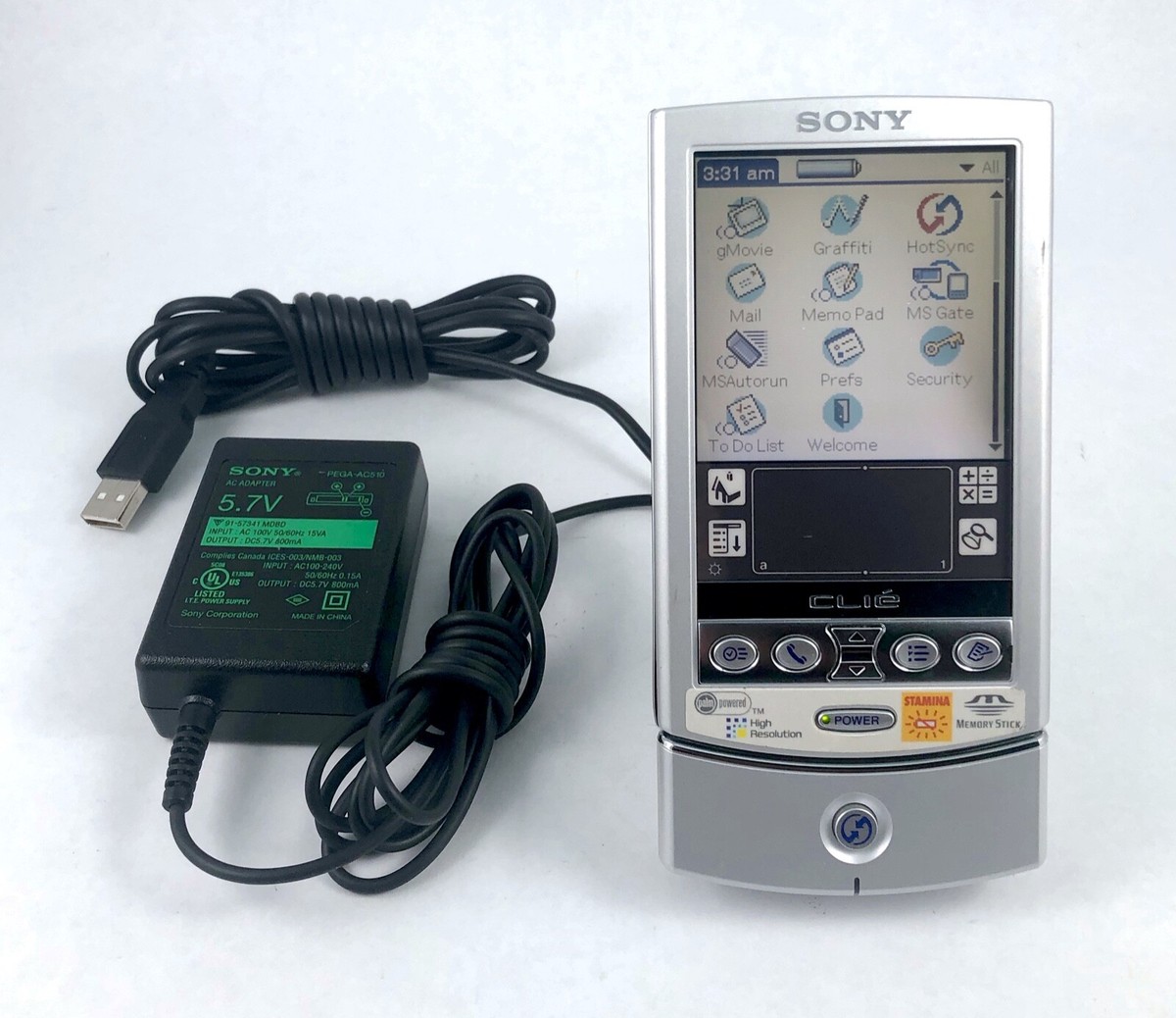 Sony CLIÉ Handheld PEG-N610C Palm Organizer PDA, Power Adapter
