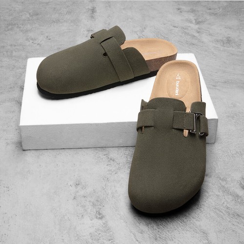Damen Wildleder Clogs Pantoletten Korkfußbett Arbeitsschuhe mit Fußgewölbestütze - Bild 27 von 30