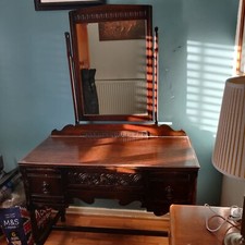 Antique Solid Oak Art Deco Dressing Table