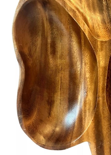 Vintage Monkey Pod Holz Blattform 3 Abschnitte Geteilt Serviertablett/Schalen/Schüssel - 14" - Bild 10 von 15