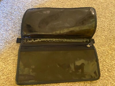 Tumi vintage Black Nylon Travel document holder Clear Window Zip Pouch