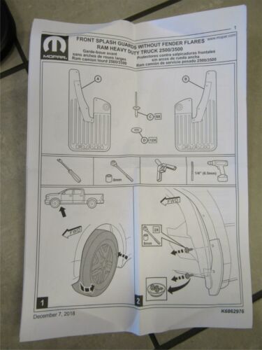 RAM 2500 3500 Front Heavy Duty Splash Guards w/Out Fender Flares NEW OEM MOPAR - Picture 8 of 9
