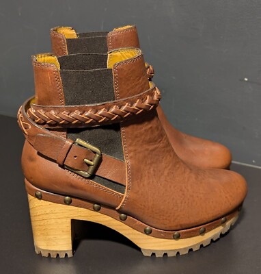 Polo Ralph Lauren Women's Studded Brown Chelsea Leather Boots w/ Straps - 36.5