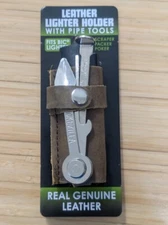 Genuine Leather Lighter Holder with Pipe Tools - Fits Standard Bic