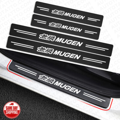 4x Mugen Car Door Plate Sill Scuff Cover Anti Scratch 3D Decal Sticker Protector