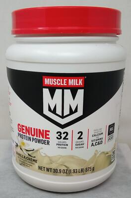 Muscle Milk Genuine Protein Powder Vanilla Creme, 30.9oz, 12 servings, Exp 5/26