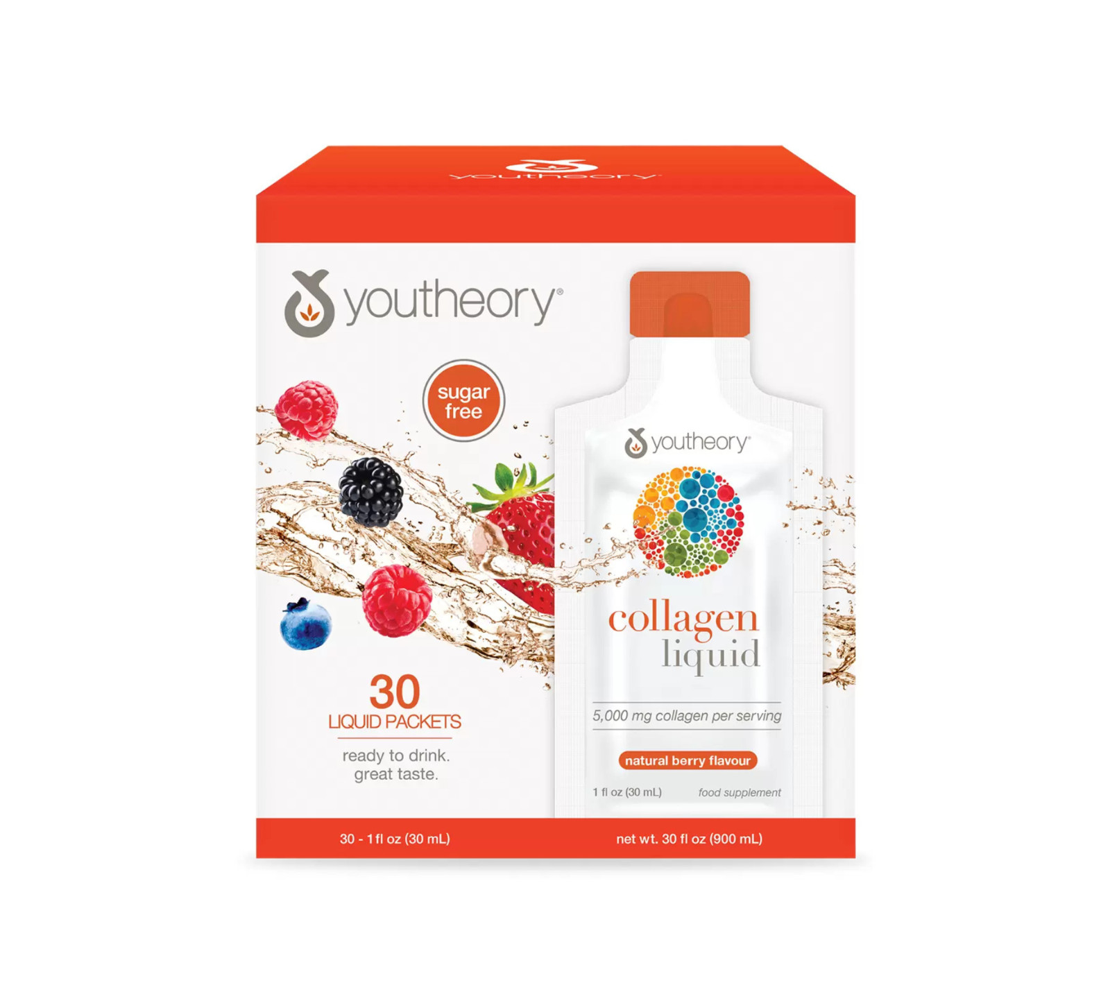 Youtheory Collagen Liquid 5000mg, Ready to Drink Natural Berry 30 Packets - Image 5