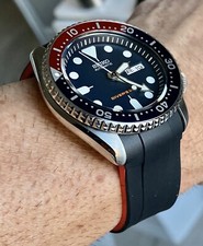 22mm Vulcanized rubber Strap For Seiko All SKX007 Watches Dual Color Black  Red