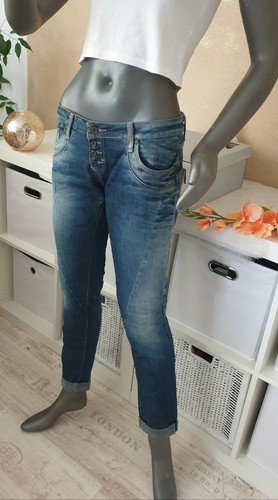 Please Damen Boyfriend Jeans Hose Jeanshose blau mit Knopfleiste Gr. M - Bild 3 von 4
