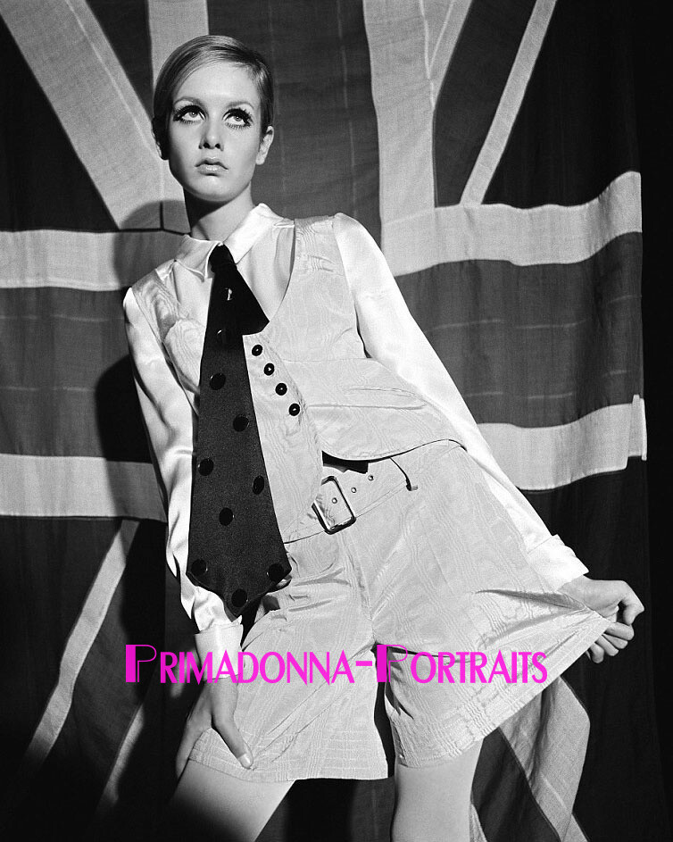TWIGGY 8X10 Lab Photo 1960s Sexy MOD Model, UNION JACK Portrait | eBay