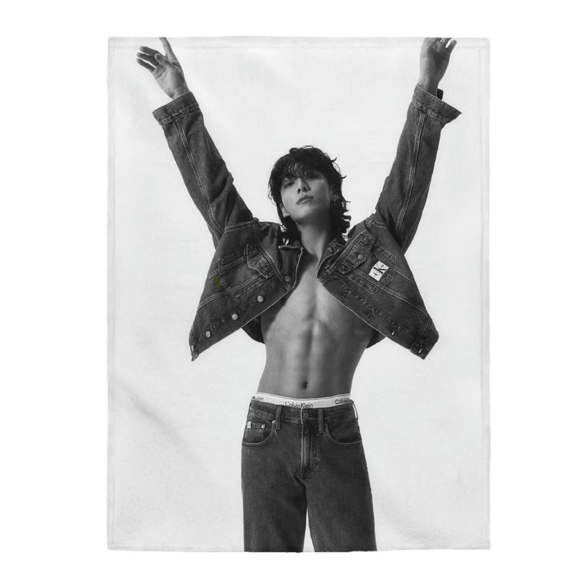 BTS Jungkook Abs Photo Blanket, 2023 Jungkook JK Fleece Blanket