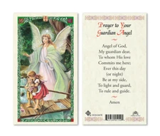 Laminated Guardian Angel Holy Prayer Card with Children on Bridge Catholic