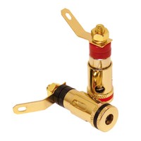2X Dynavox Bananen-Einbaubuchsen Buchsen Bananenstecker Vergoldet Terminal #6859