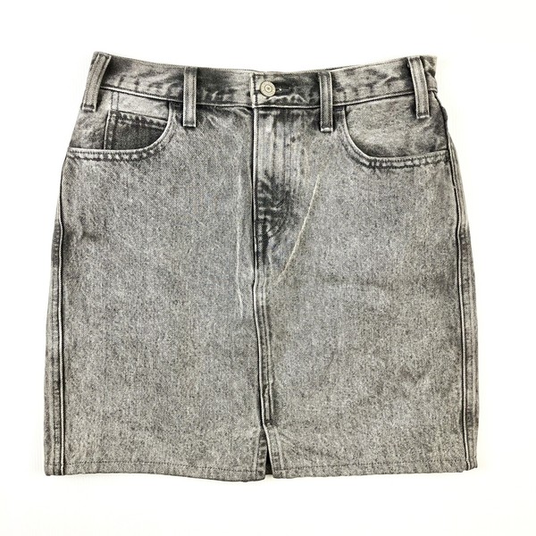 Levi's Orange Tab Washed Charcoal Denim Short Skirt W28 Size 8 Zip Fly Pockets