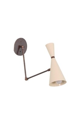 Wall Sconce Mid Century Modern Raw Brass 1 Light Shades Handmade Vintage Light