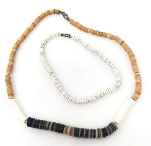 Hawaiian Heishi Puka Shell Choker Necklace and Anklet Vintage 1970s