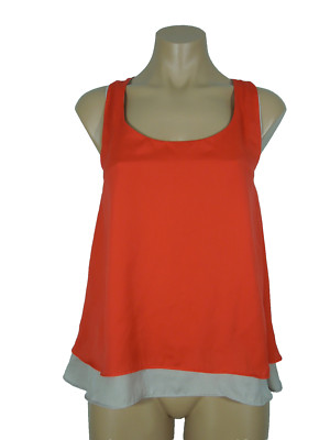 AKIRA Chicago S SMALL Red / Beige Two Layer Racerback Sleeveless Top