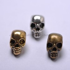 Dijes espaciadores de calavera de plata tibetana, oro, bronce 10 piezas 13X10MM A40