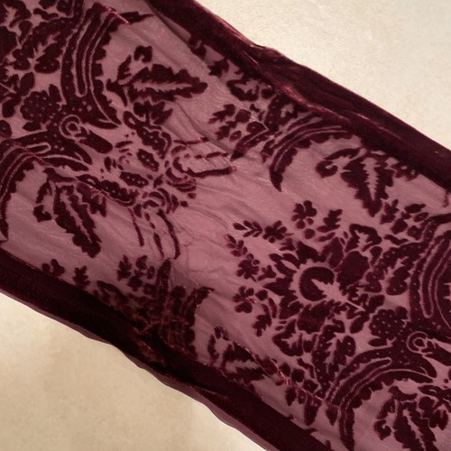 Daniele Meucci Scarf Plum Floral Rayon-Silk Fringe Made in Italy Vtg - Picture 11 of 14