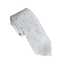 John G. Hardy Linen Silk Blend Neck Tie Italy Light Purple Polka Dot Men