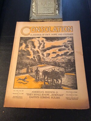 Watchtower Jehovah Consolation September 18 1940 Vol. XXI No. 548