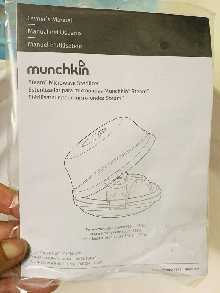 Esterilizador de biberón Munchkin protector de vapor limpiador de microondas todo natural nuevo con caja Foto 4 de 4