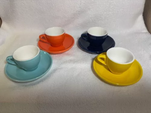 Sweese 2 Ounce Espresso Porcelain Cup & Saucer Set of 4