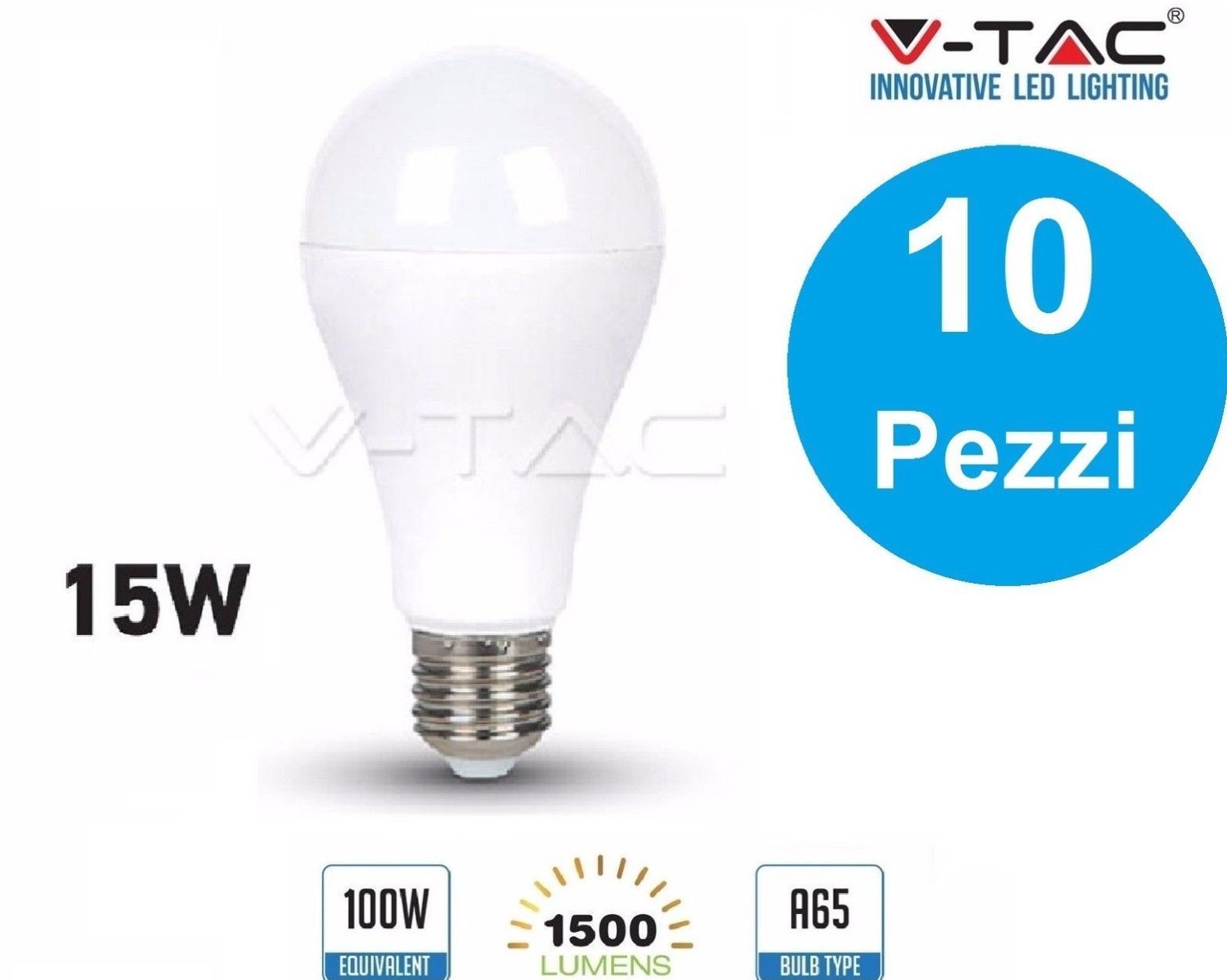 Offerta 10 Lampadine LED E27 15W V-TAC VT-2015 Luce 4000K 1500lm