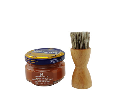 Hebold Schuhpflegeset mit Saphir Creme Surfine und Tiegelbürste