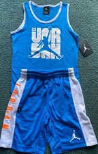 NWT Nike Air Jordan Little Boys 6 Light Blue/White Tank Top/Dri-Fit Shorts Set