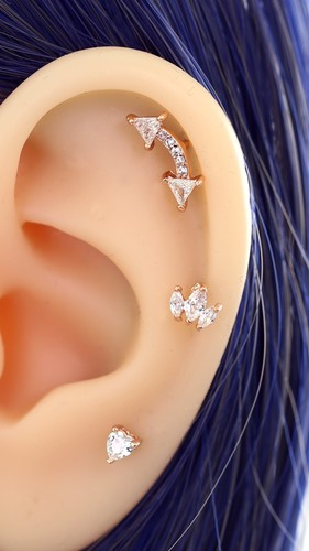 Color Gem Helix Conch Ear Climber Cartilage Ring Ball Bar Stud Piercing Earring - Picture 18 of 157