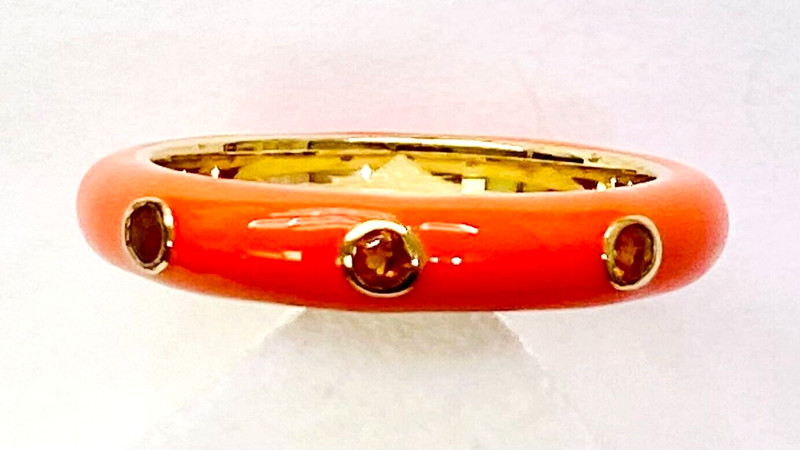 HSN Rarities Gold-Plated Sterling Madeira Citrine & Enamel Band Ring Size 7